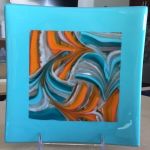 Aqua & Orange Vortex Combed Art Piece